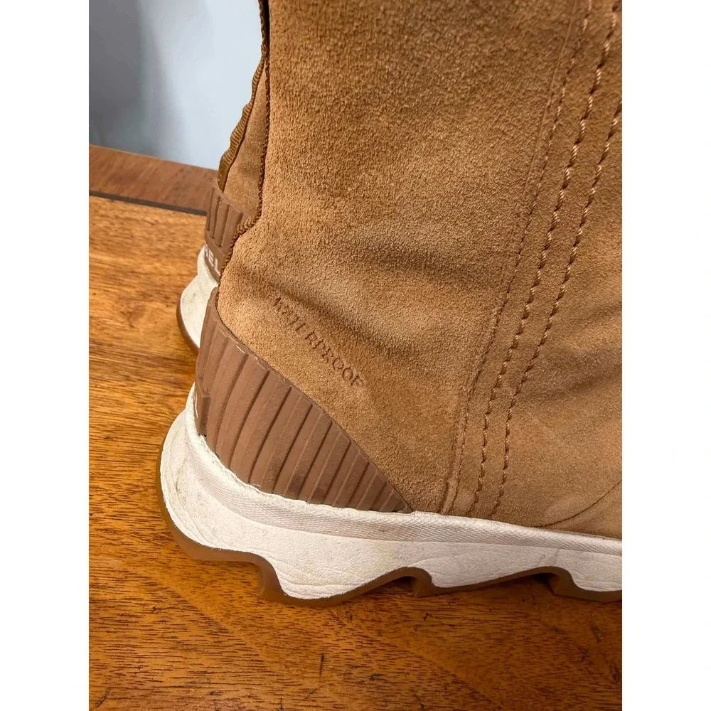 Sorel Kinetic Short Waterproof Boots Camel Brown Suede Faux Fur NL3128-224 8.5